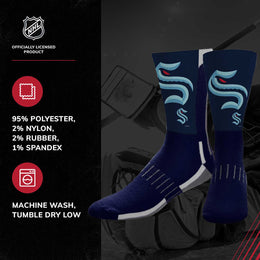 Seattle Kraken Adult NHL Zoom Curve Team Crew Socks - Navy