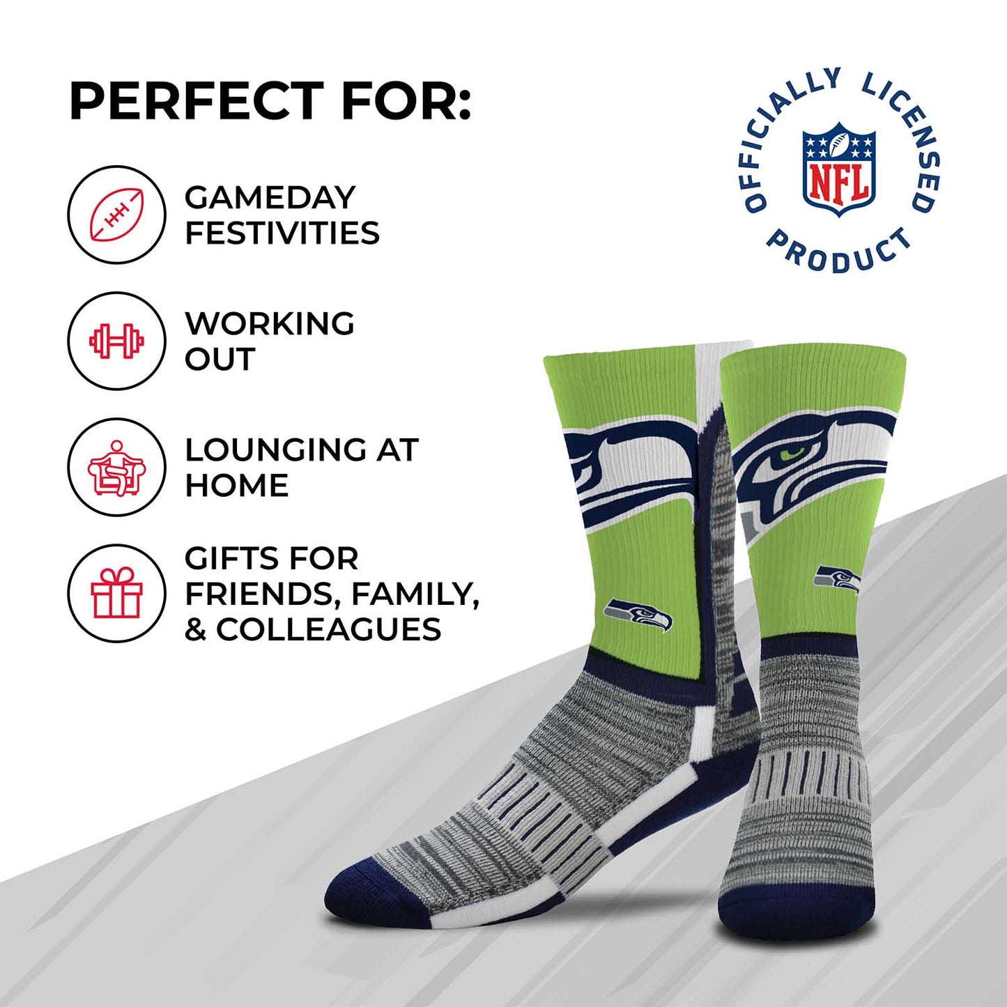 Seattle Seahawks NFL Adult Curve Socks - Green