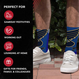 St. Louis Blues Adult NHL Zoom Curve Team Crew Socks - Royal