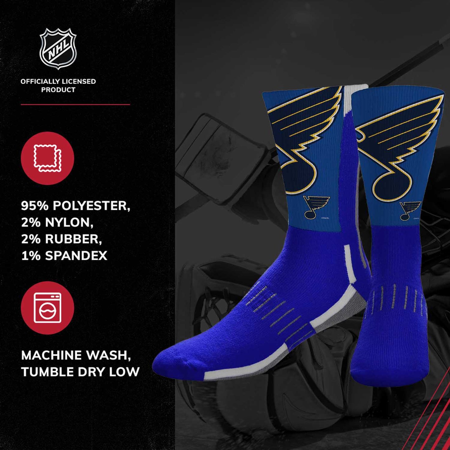 St. Louis Blues Adult NHL Zoom Curve Team Crew Socks - Royal