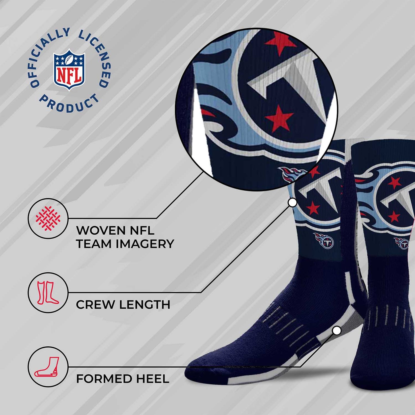 Tennessee Titans NFL Adult Curve Socks - Indigo/Navy