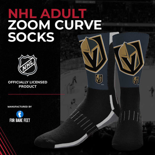 Las Vegas Golden Knights Adult NHL Zoom Curve Team Crew Socks - Black