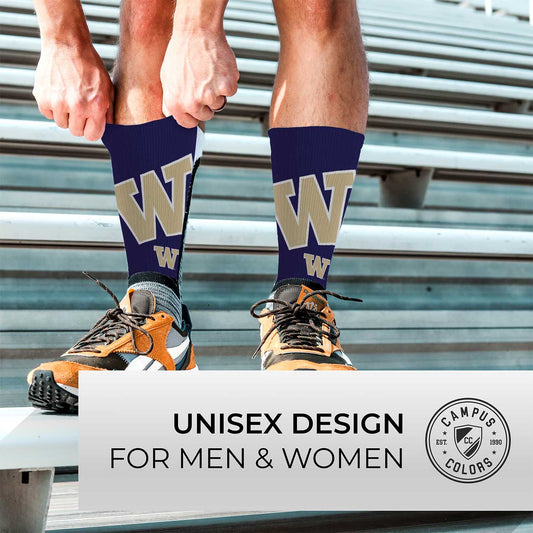 Washington Huskies NCAA Adult State and University Crew Socks - Black