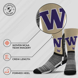 Washington Huskies NCAA Adult State and University Crew Socks - Team Color