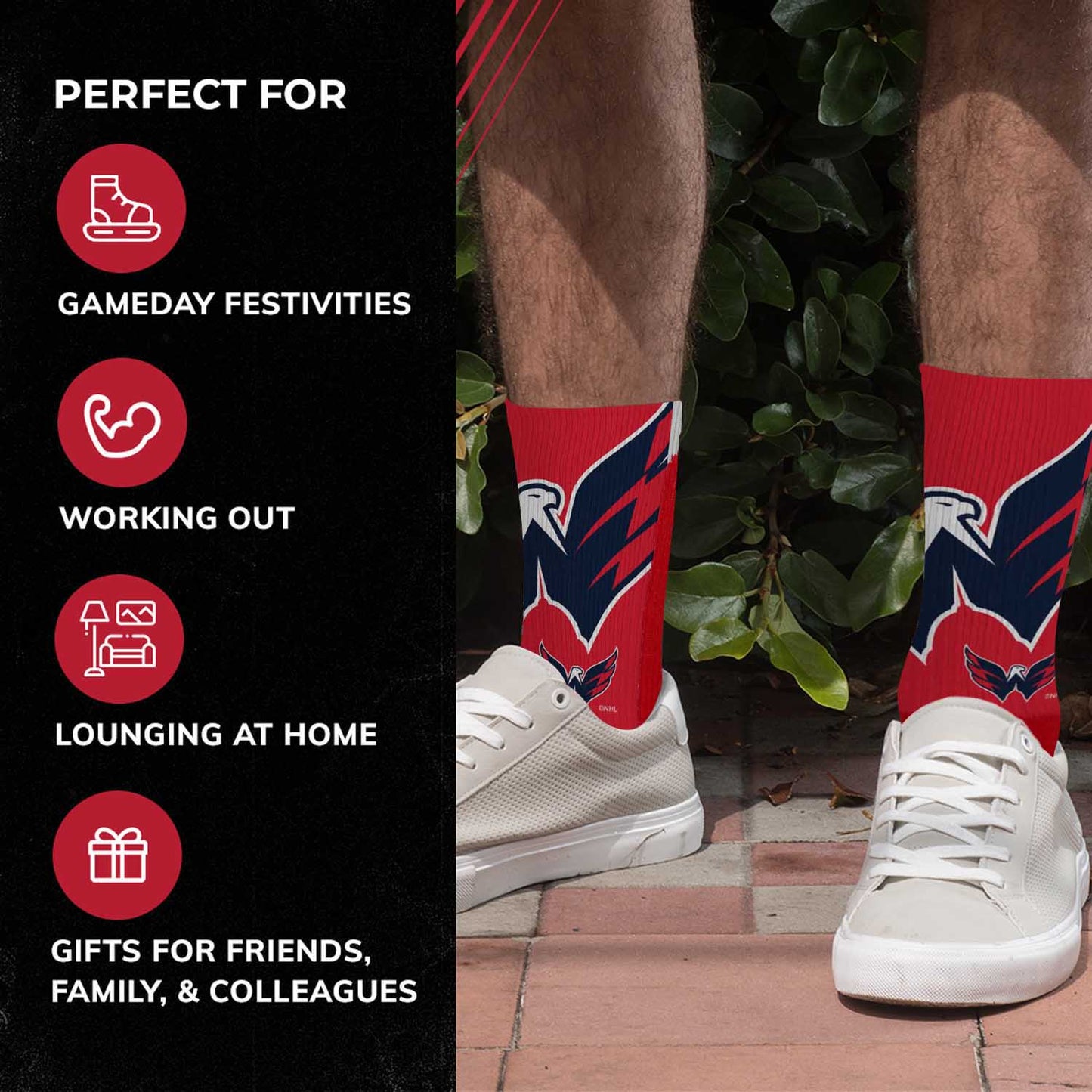 Washington Capitals Adult NHL Zoom Curve Team Crew Socks - Red