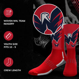 Washington Capitals Adult NHL Zoom Curve Team Crew Socks - Red