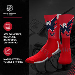 Washington Capitals Adult NHL Zoom Curve Team Crew Socks - Red
