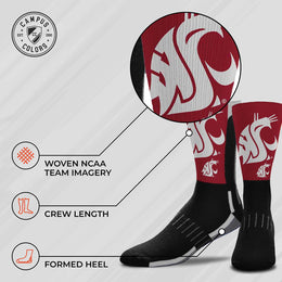 Washington State Cougars NCAA Adult State and University Crew Socks - Black