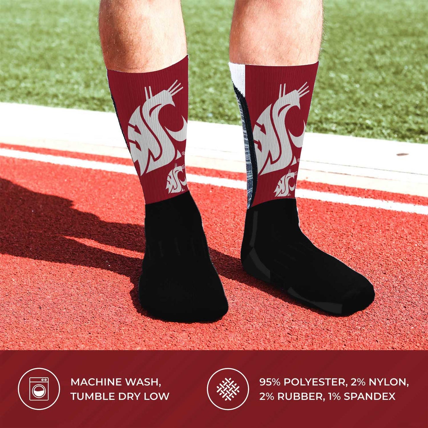 Washington State Cougars NCAA Adult State and University Crew Socks - Black