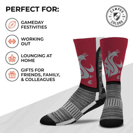 Washington State Cougars NCAA Adult State and University Crew Socks - Maroon