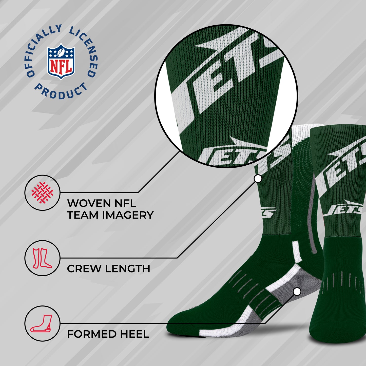 New York Jets NFL V Curve  Socks - Forest Green