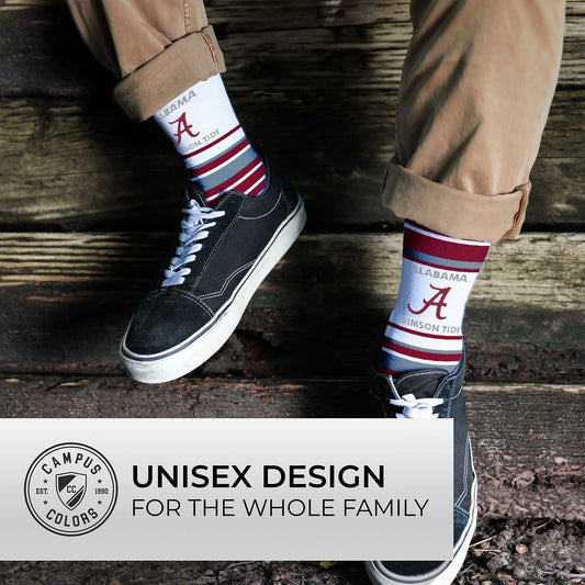 Alabama Crimson Tide Collegiate University Striped Dress Socks - Crimson