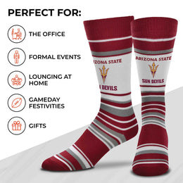 Arizona State Sun Devils Collegiate University Striped Dress Socks - Maroon
