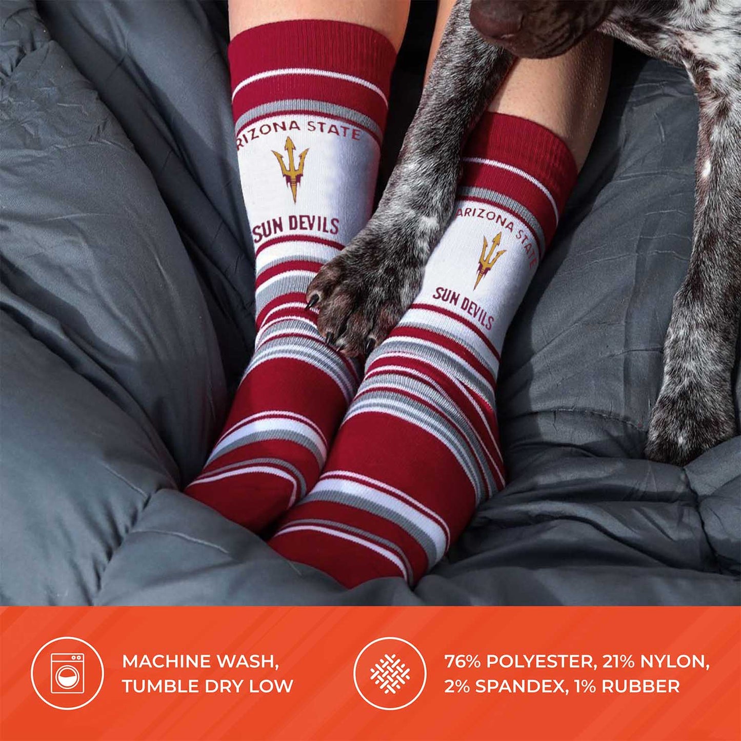 Arizona State Sun Devils Collegiate University Striped Dress Socks - Maroon