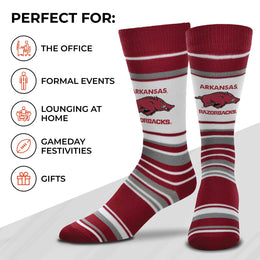 Arkansas Razorbacks Collegiate University Striped Dress Socks - Maroon