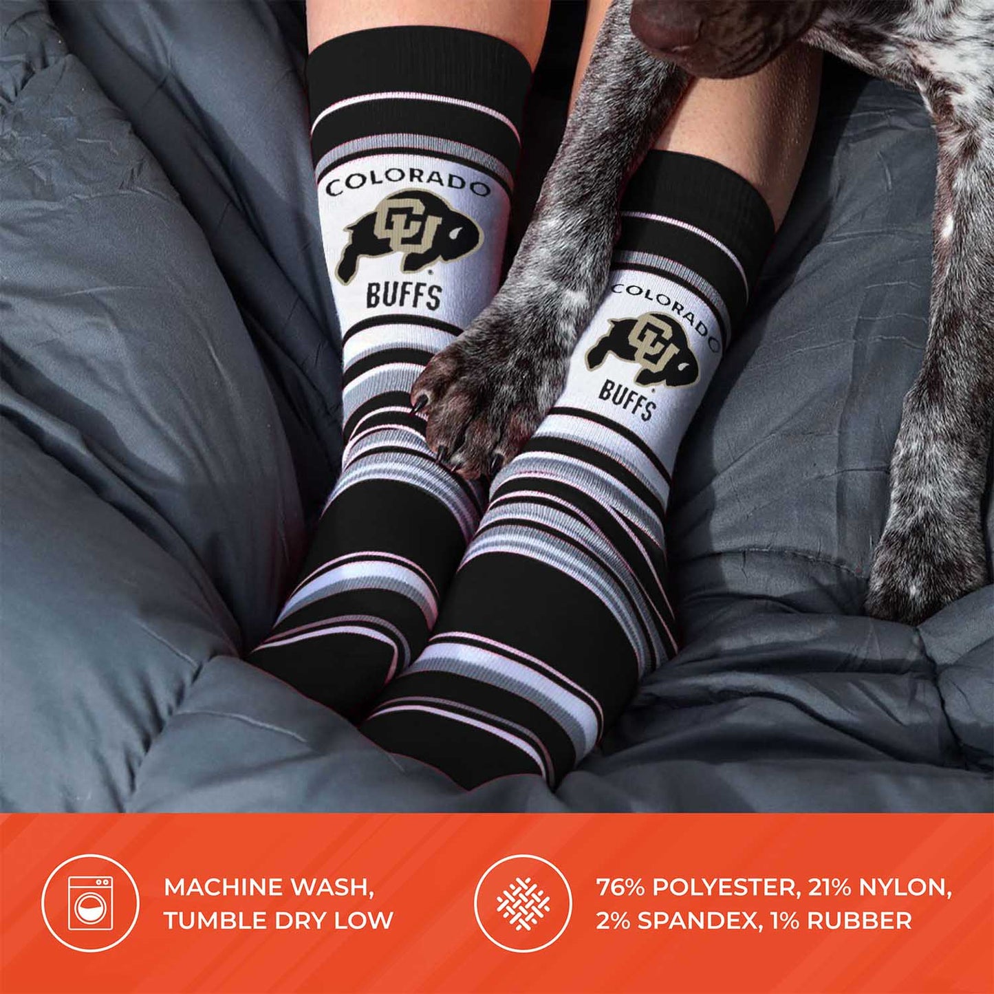 Colorado Buffaloes Collegiate University Striped Dress Socks - Black