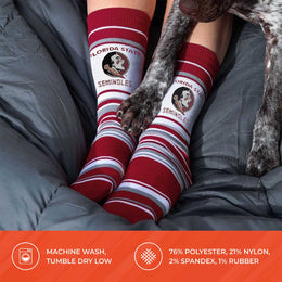 Florida State Seminoles Collegiate University Striped Dress Socks - Maroon