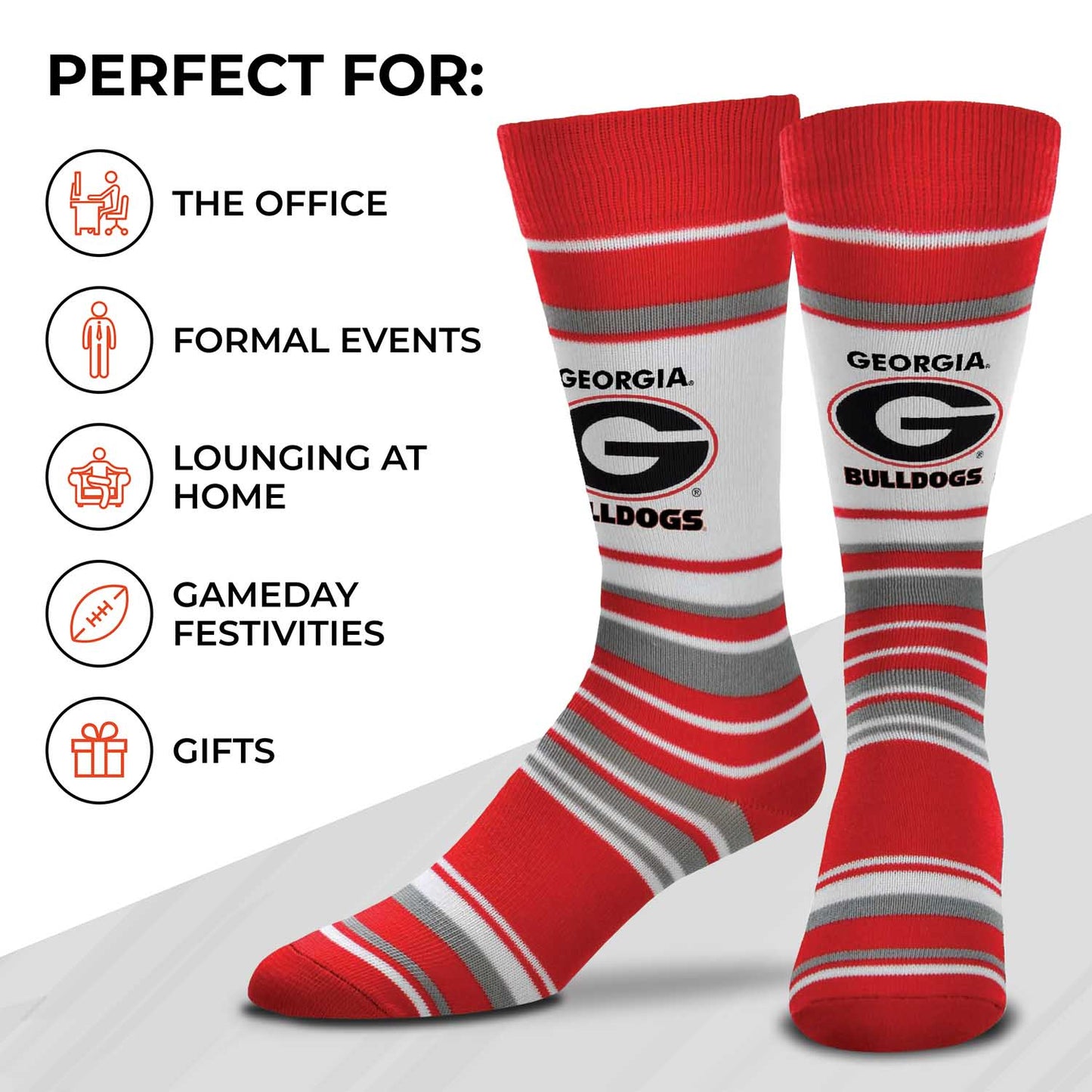 Georgia Bulldogs Collegiate University Striped Dress Socks - Red