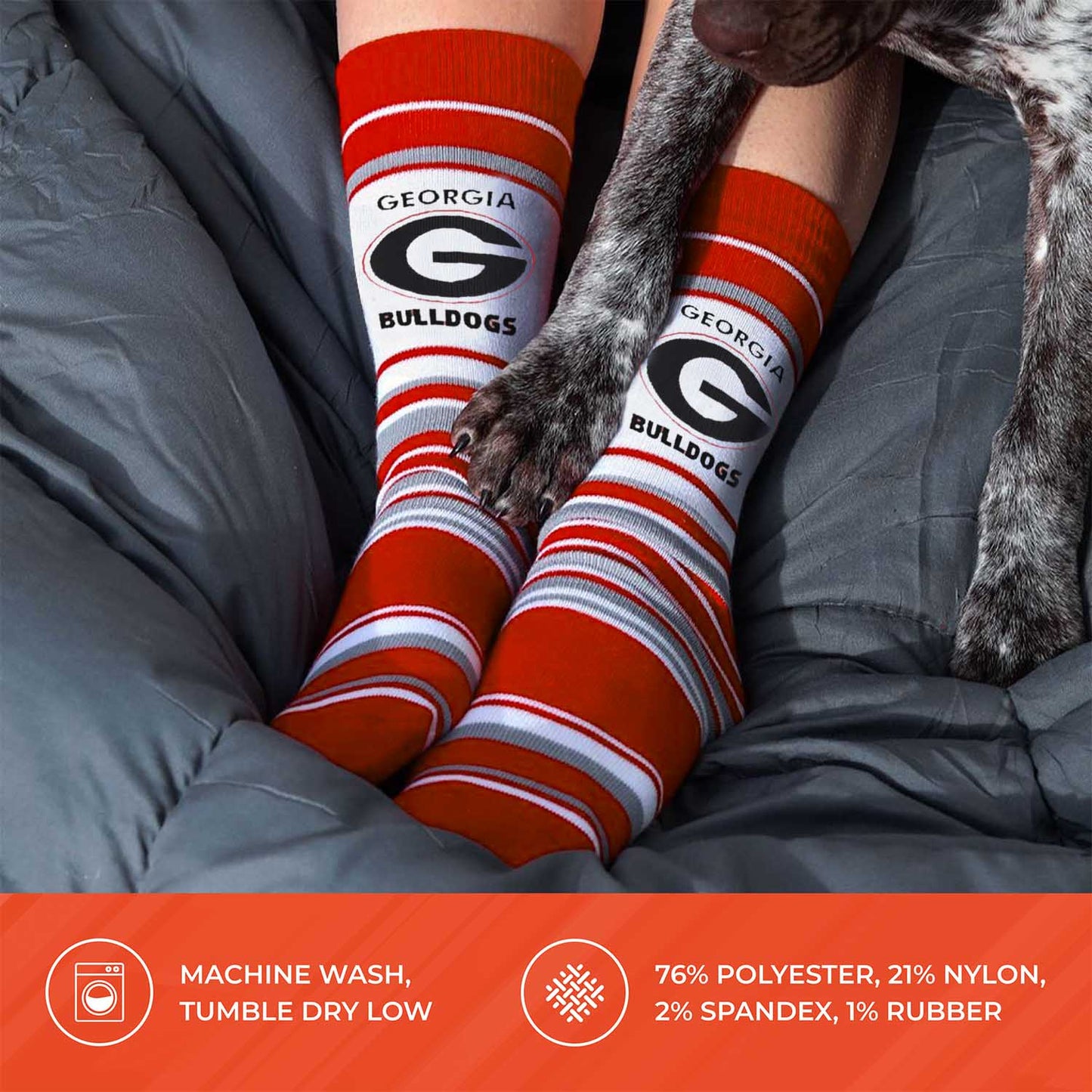 Georgia Bulldogs Collegiate University Striped Dress Socks - Red