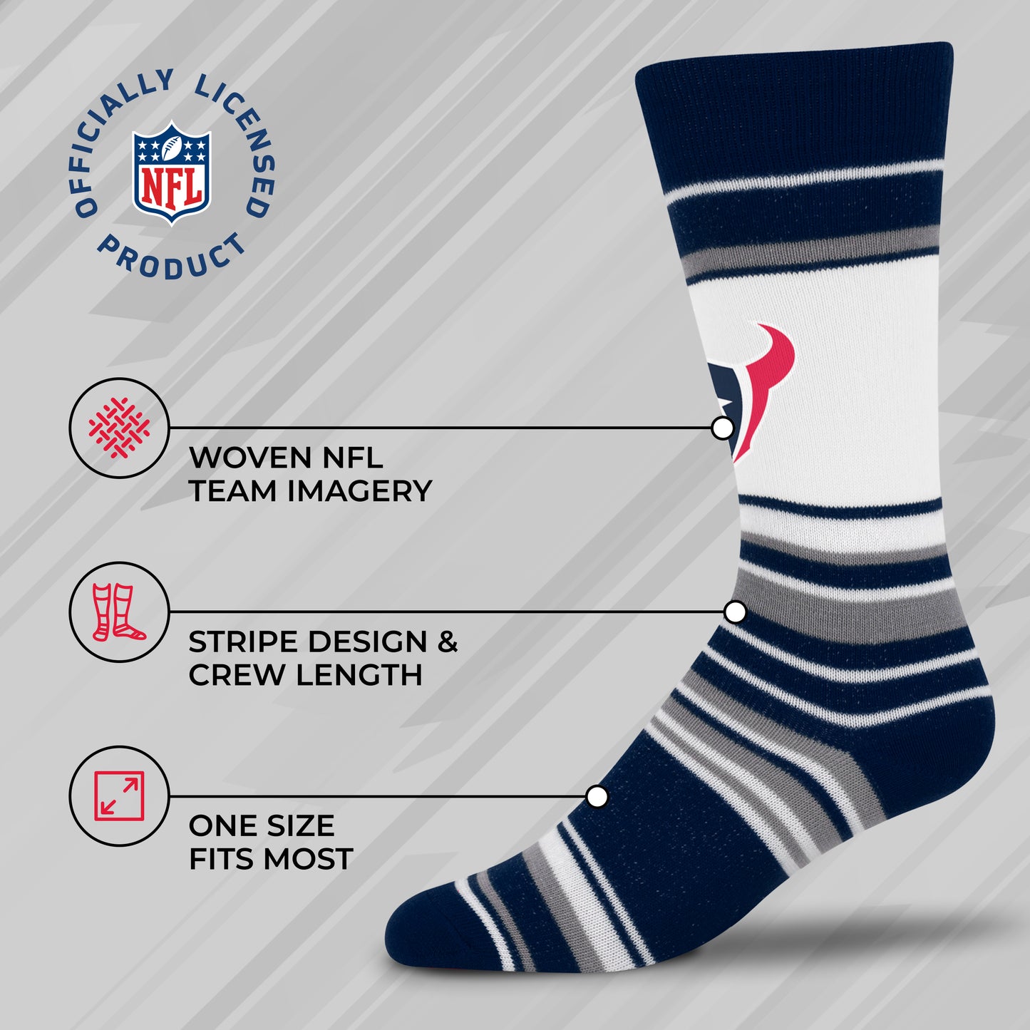 Houston Texans NFL Adult Striped Dress Socks - Navy