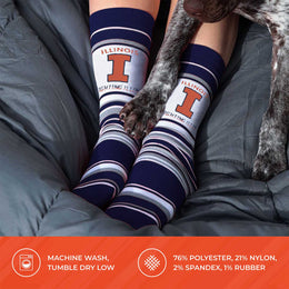 Illinois Fighting Illini Collegiate University Striped Dress Socks - Navy