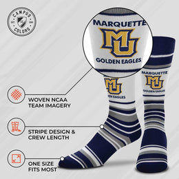 Marquette Golden Eagles Collegiate University Striped Dress Socks - Navy