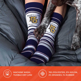 Marquette Golden Eagles Collegiate University Striped Dress Socks - Navy