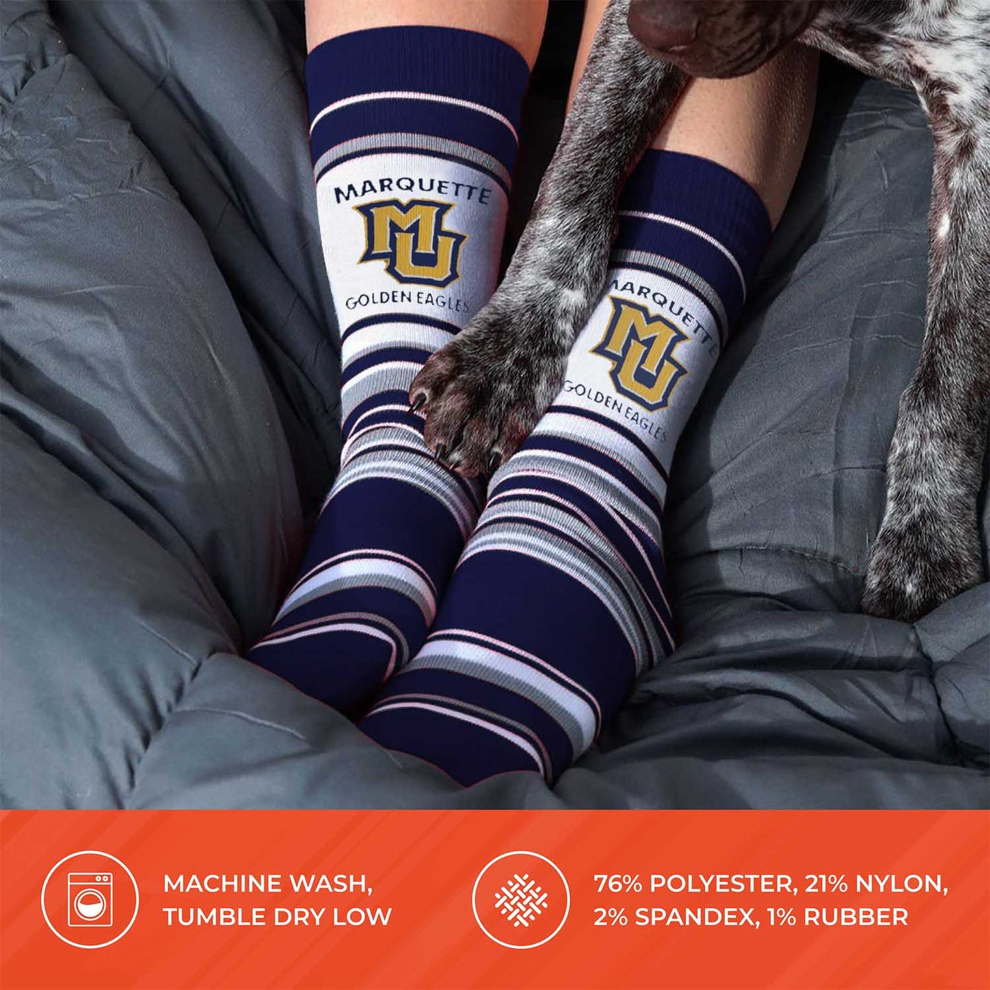 Marquette Golden Eagles Collegiate University Striped Dress Socks - Navy