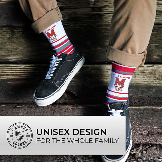Maryland Terrapins Collegiate University Striped Dress Socks - Red