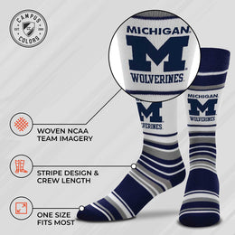 Michigan Wolverines Collegiate University Striped Dress Socks - Navy