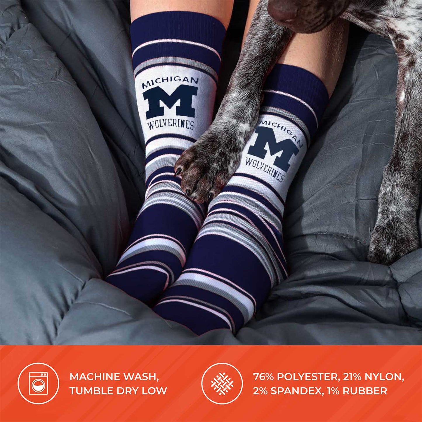 Michigan Wolverines Collegiate University Striped Dress Socks - Navy