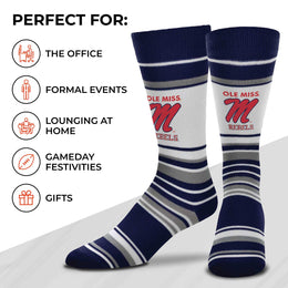 Ole Miss Rebels Collegiate University Striped Dress Socks - Navy