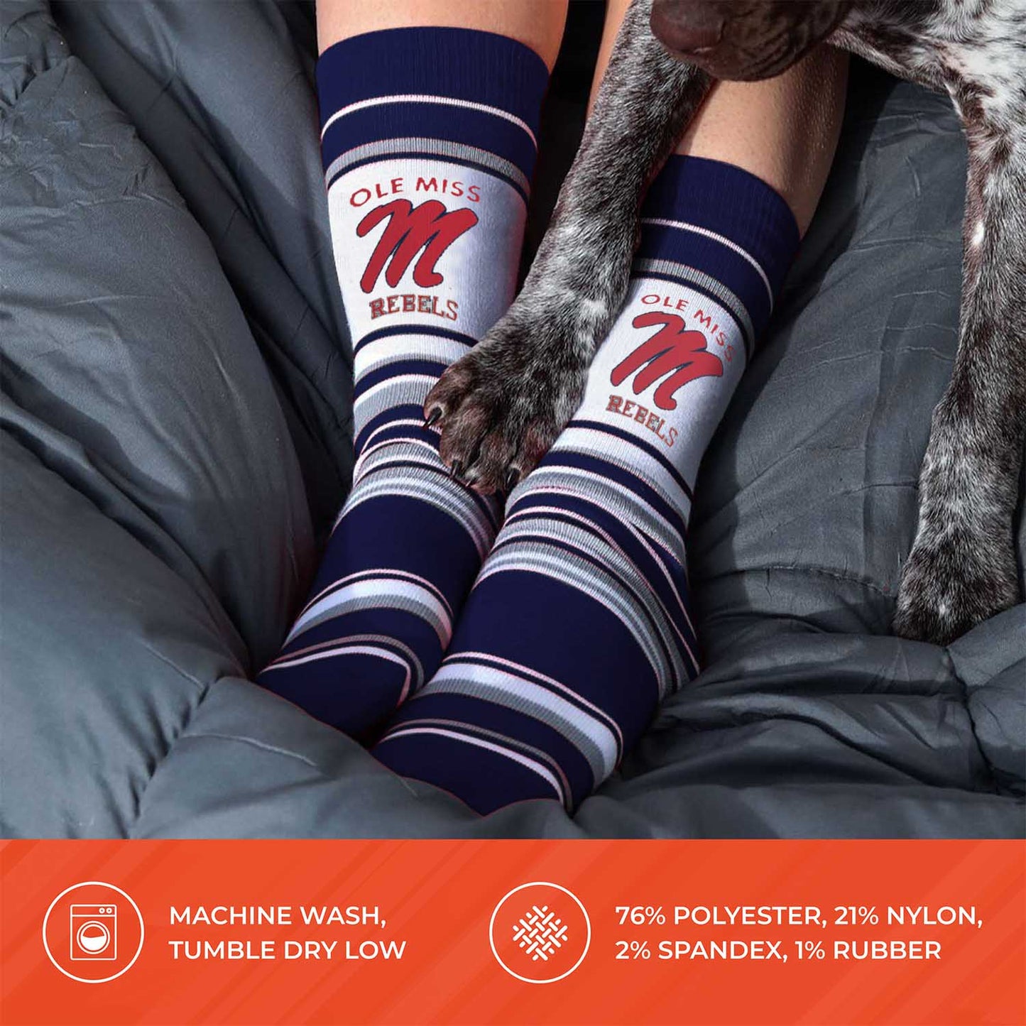 Ole Miss Rebels Collegiate University Striped Dress Socks - Navy