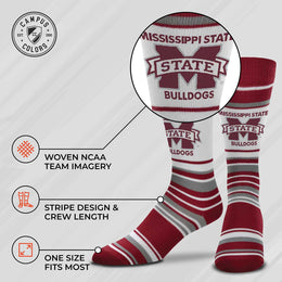 Mississippi State Bulldogs Collegiate University Striped Dress Socks - Maroon