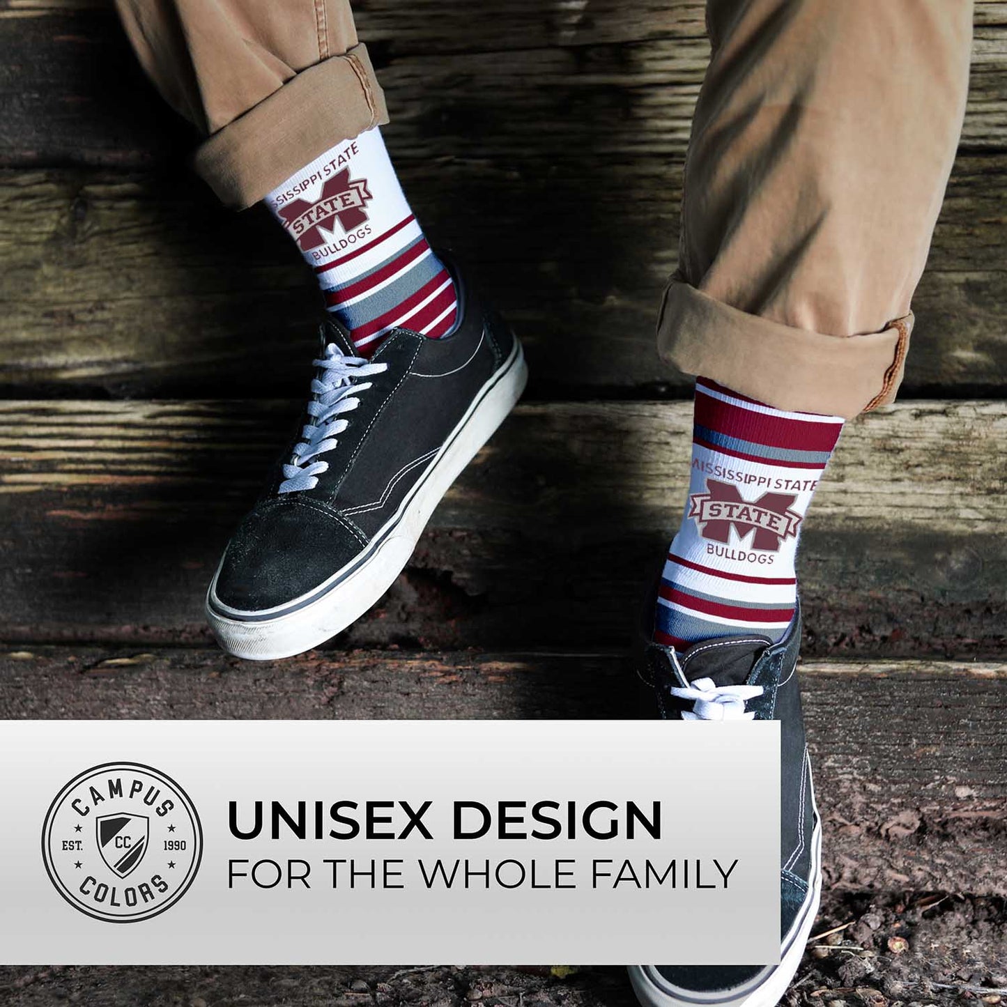 Mississippi State Bulldogs Collegiate University Striped Dress Socks - Maroon