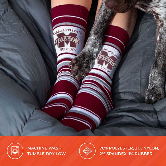 Mississippi State Bulldogs Collegiate University Striped Dress Socks - Maroon