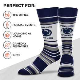 Penn State Nittany Lions Collegiate University Striped Dress Socks - Navy