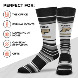 Purdue Boilermakers Collegiate University Striped Dress Socks - Black