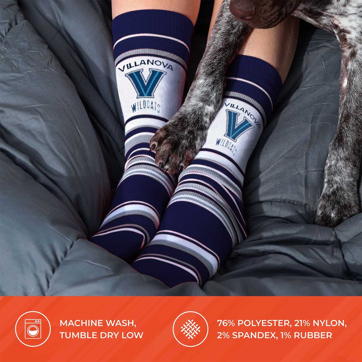 Villanova Wildcats Collegiate University Striped Dress Socks - Navy