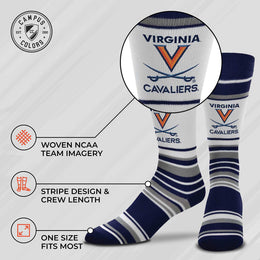 Virginia Cavaliers Collegiate University Striped Dress Socks - Navy