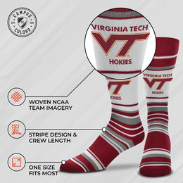 Virginia Tech Hokies Collegiate University Striped Dress Socks - Maroon