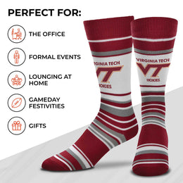 Virginia Tech Hokies Collegiate University Striped Dress Socks - Maroon