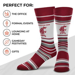 Washington State Cougars Collegiate University Striped Dress Socks - Maroon