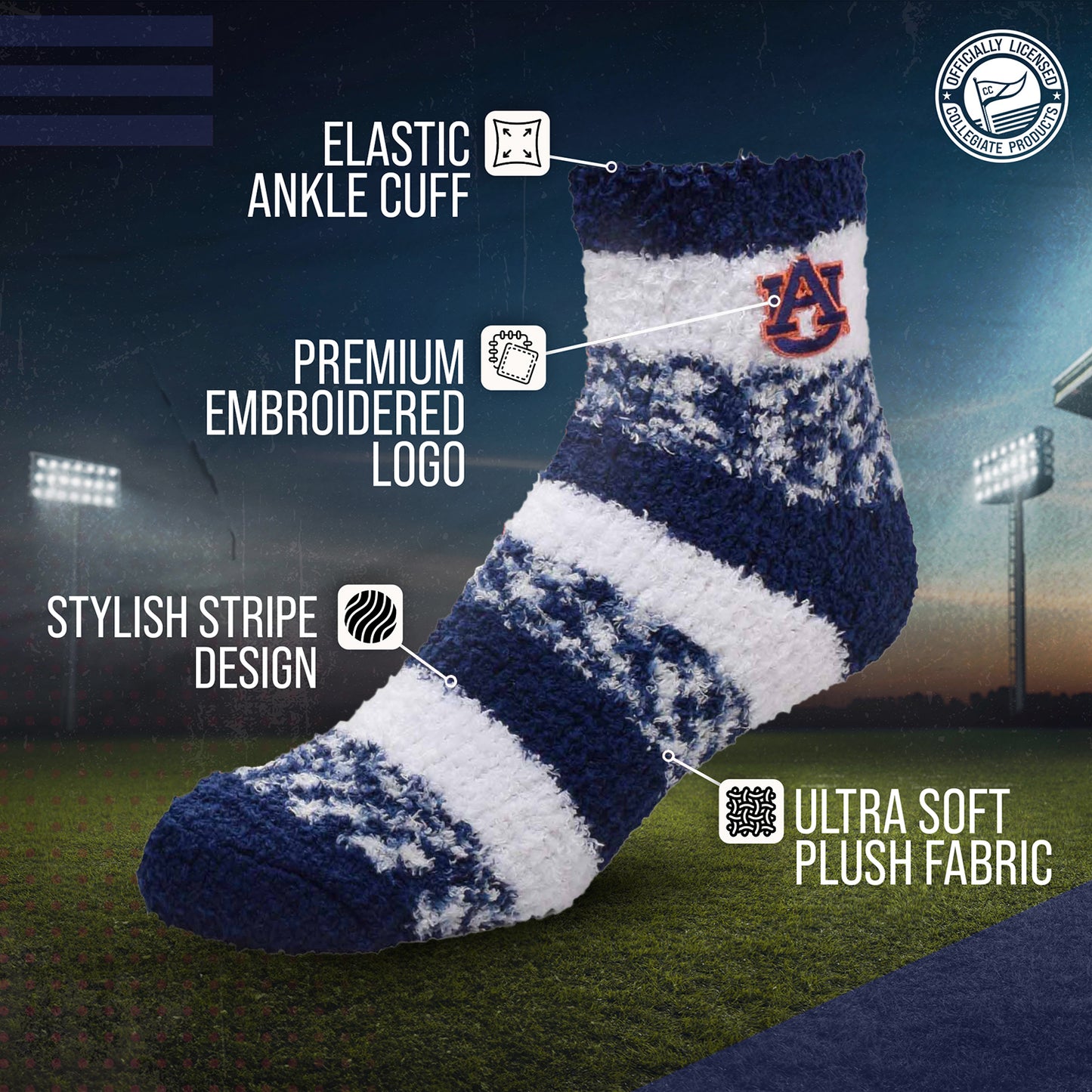 Auburn Tigers NCAA Unisex Cozy Soft Sleep Socks - Navy