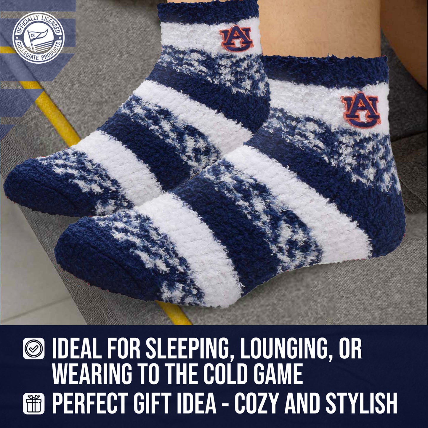 Auburn Tigers NCAA Unisex Cozy Soft Sleep Socks - Navy