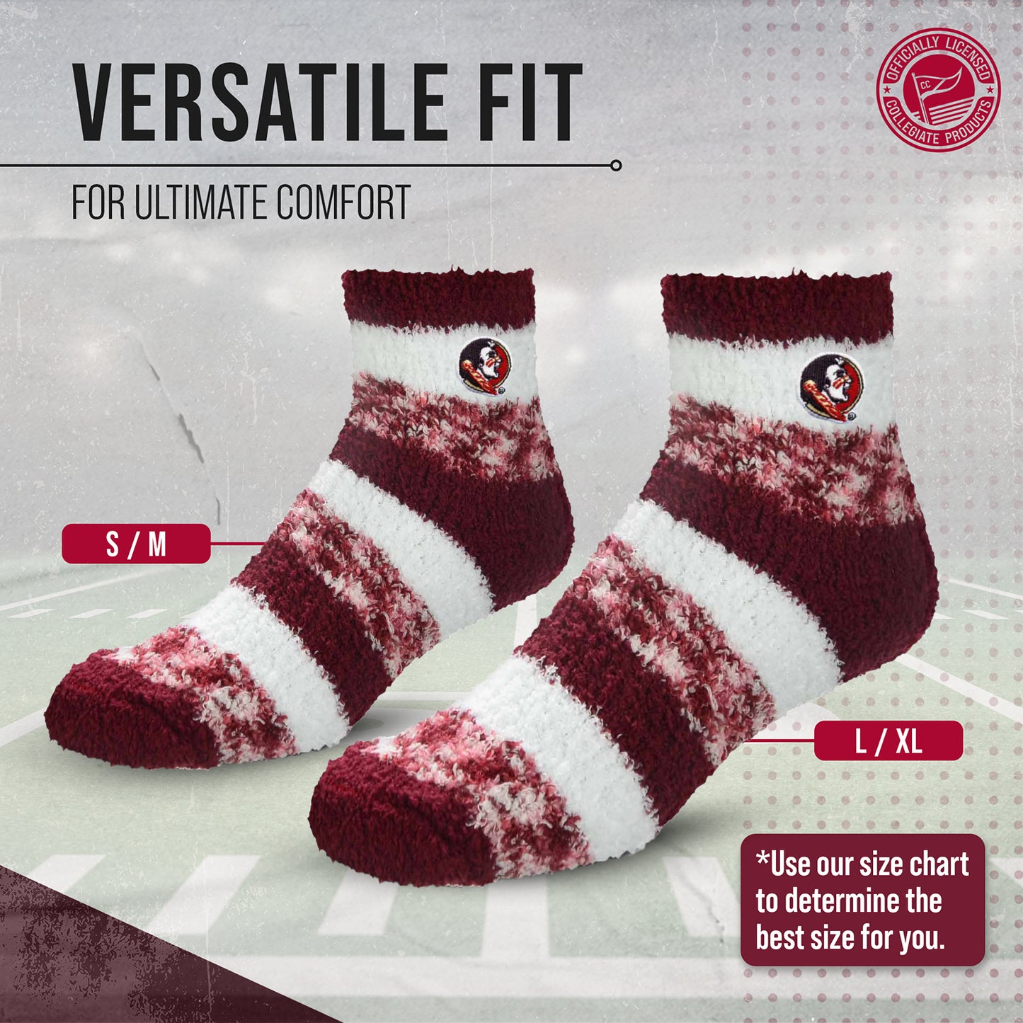 Florida State Seminoles NCAA Unisex Cozy Soft Sleep Socks - Maroon
