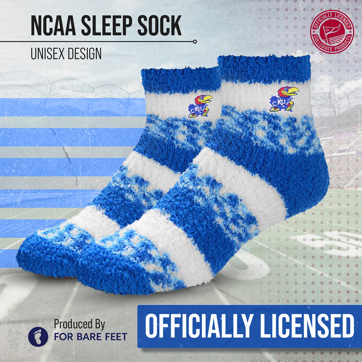 Kansas Jayhawks NCAA Unisex Cozy Soft Sleep Socks - Royal