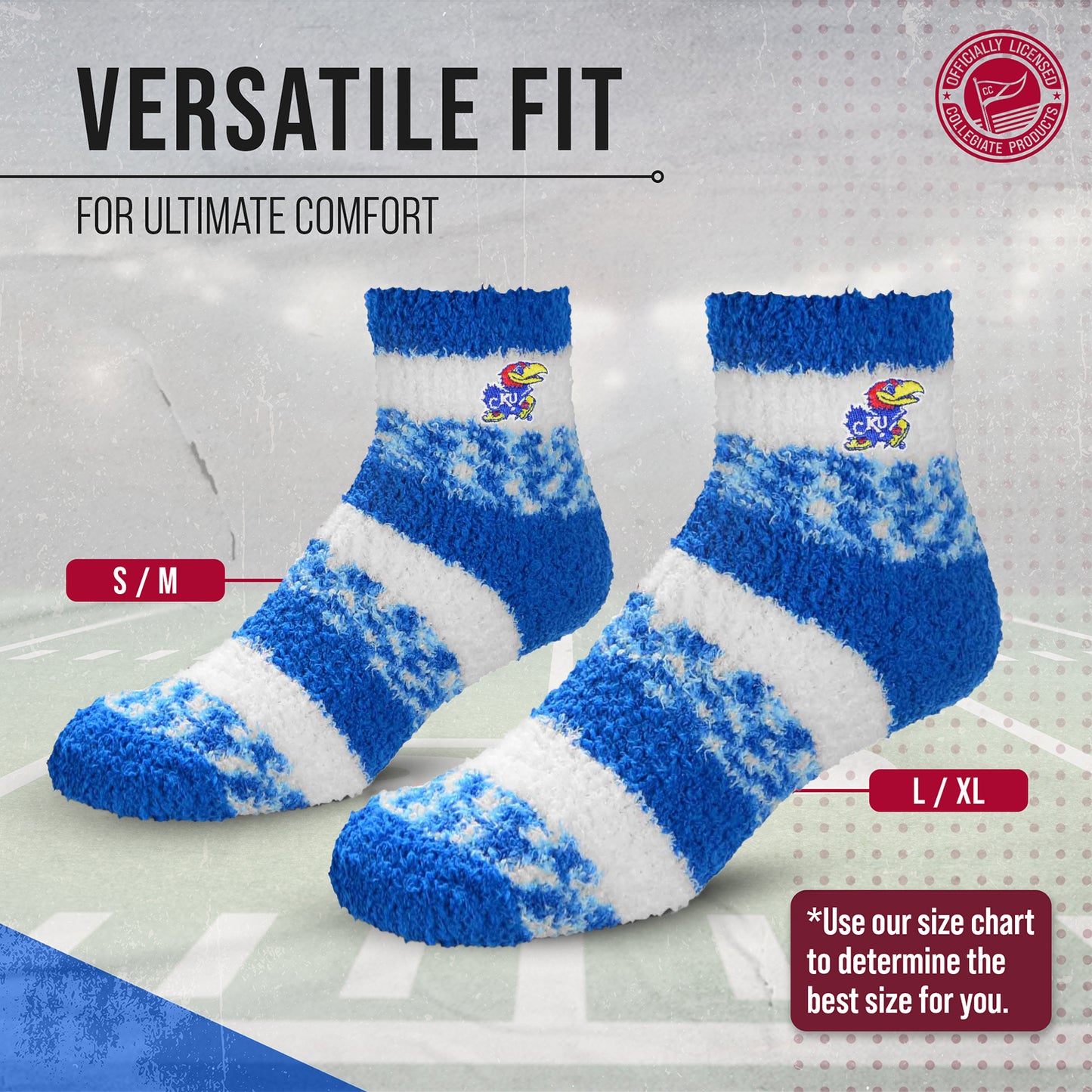 Kansas Jayhawks NCAA Unisex Cozy Soft Sleep Socks - Royal