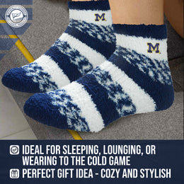 Michigan Wolverines NCAA Unisex Cozy Soft Sleep Socks - Navy