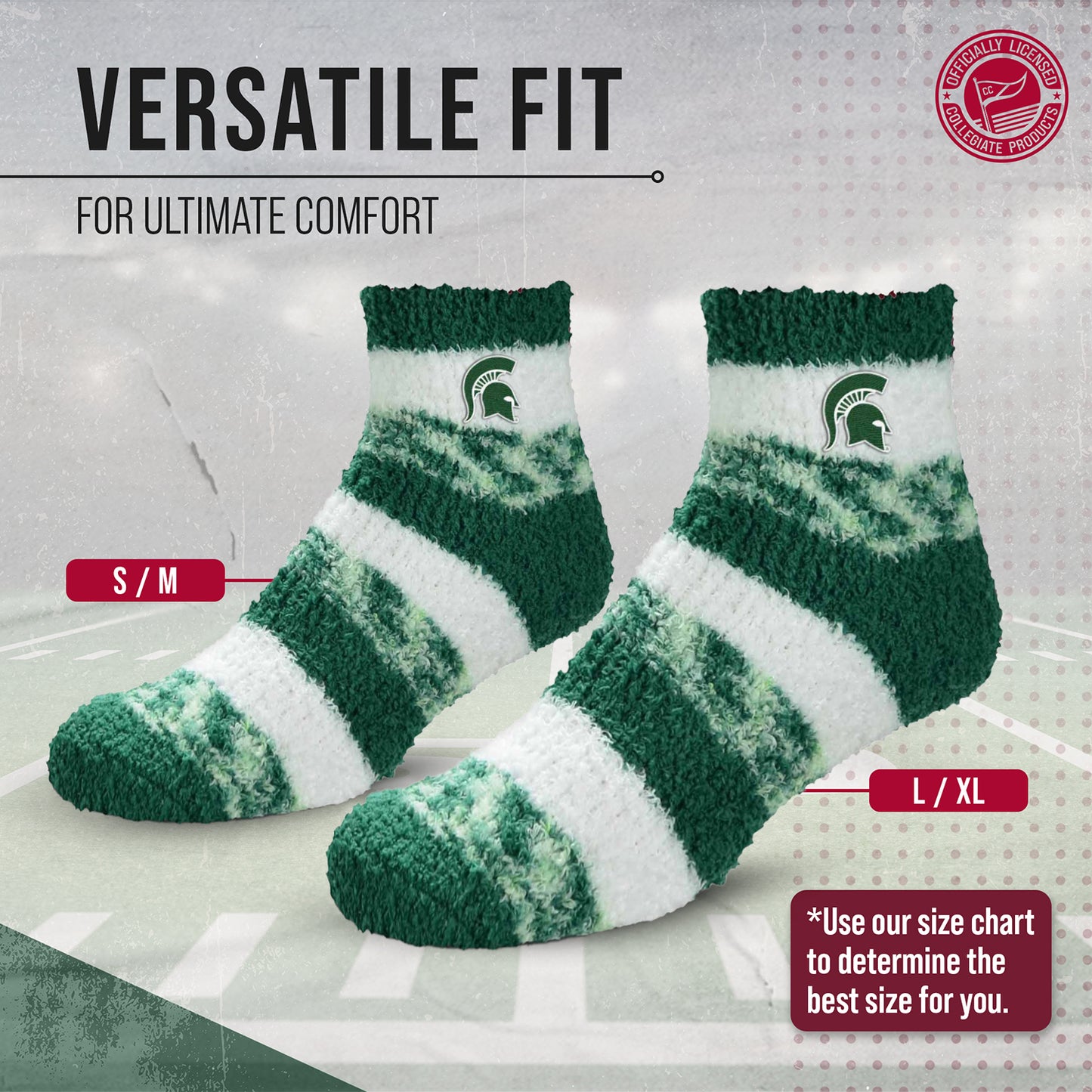 Michigan State Spartans NCAA Unisex Cozy Soft Sleep Socks - Forest Green